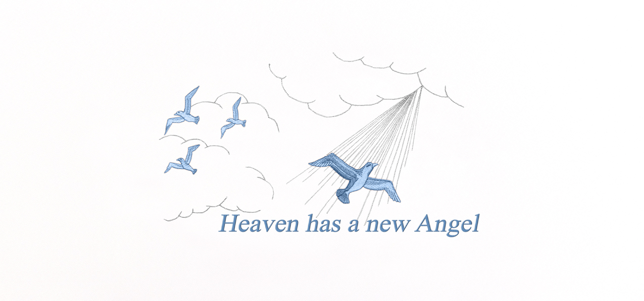 Heaven Has a New Angel Blue White Faux